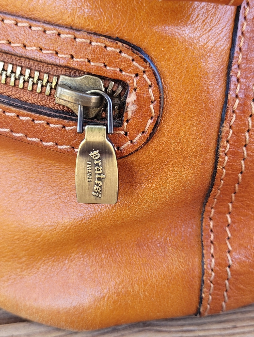 Gorgeous Pratesi Firenze Italian Leather Handbag In Cognac Brown - Picture 6 of 12